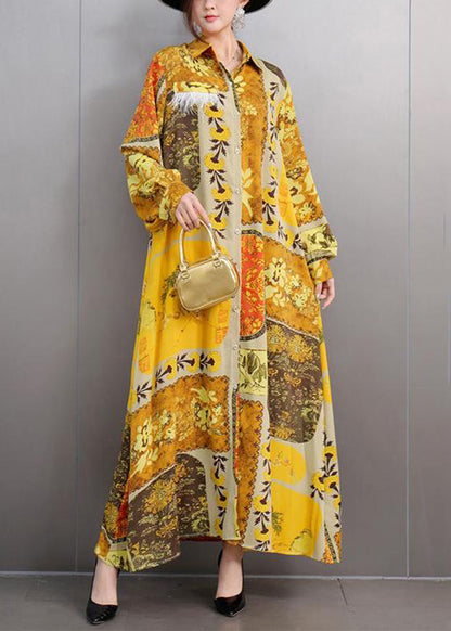 Classy Blue Peter Pan Collar Print Party Long Shirts Dress Fall