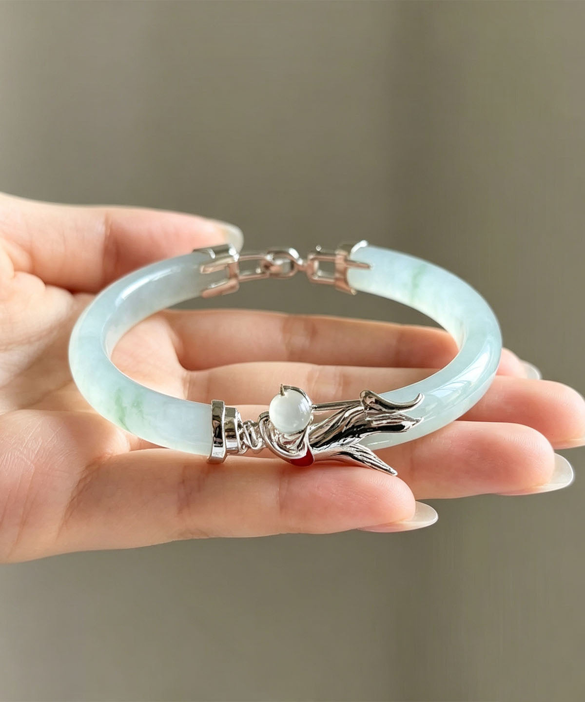 Classy Blue Sterling Silver Chalcedony Crane Charm Bracelet