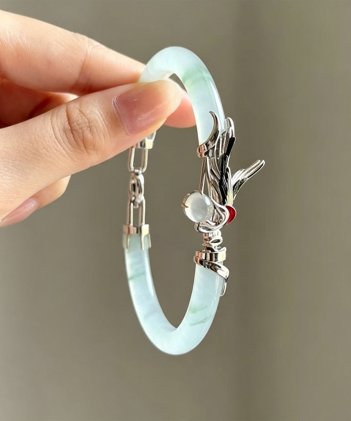 Classy Blue Sterling Silver Chalcedony Crane Charm Bracelet