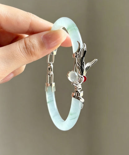 Classy Blue Sterling Silver Chalcedony Crane Charm Bracelet