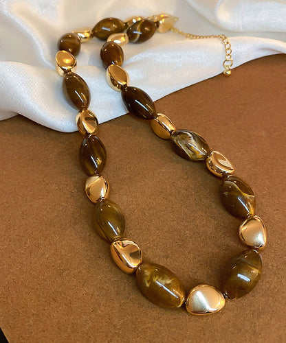 Classy Brown Elliptic Acrylic Collar Necklace