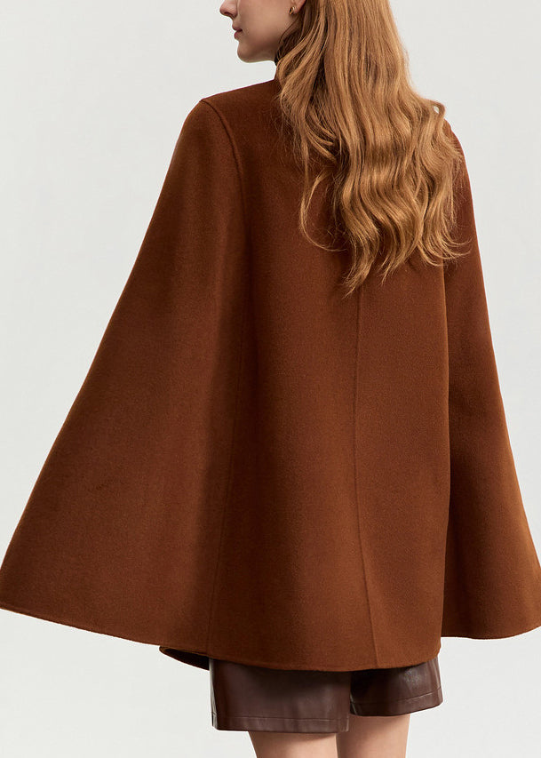 Classy Camel Peter Pan Collar Wool Coat Cloak Sleeve