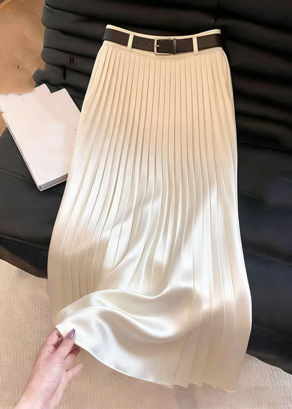 Classy Champagne High Waist Maxi Pleated Skirts