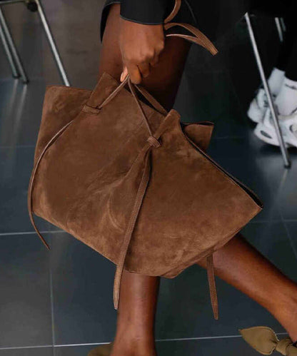 Classy Chocolate Sector Large Capacity Suede Shoulder Bags
