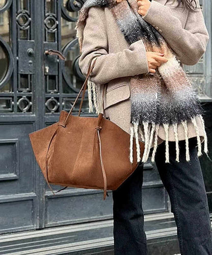 Classy Chocolate Sector Large Capacity Suede Shoulder Bags