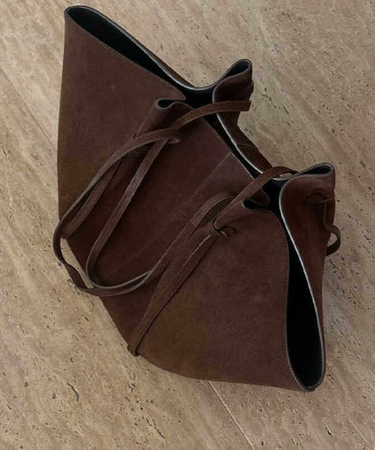 Classy Chocolate Sector Large Capacity Suede Shoulder Bags