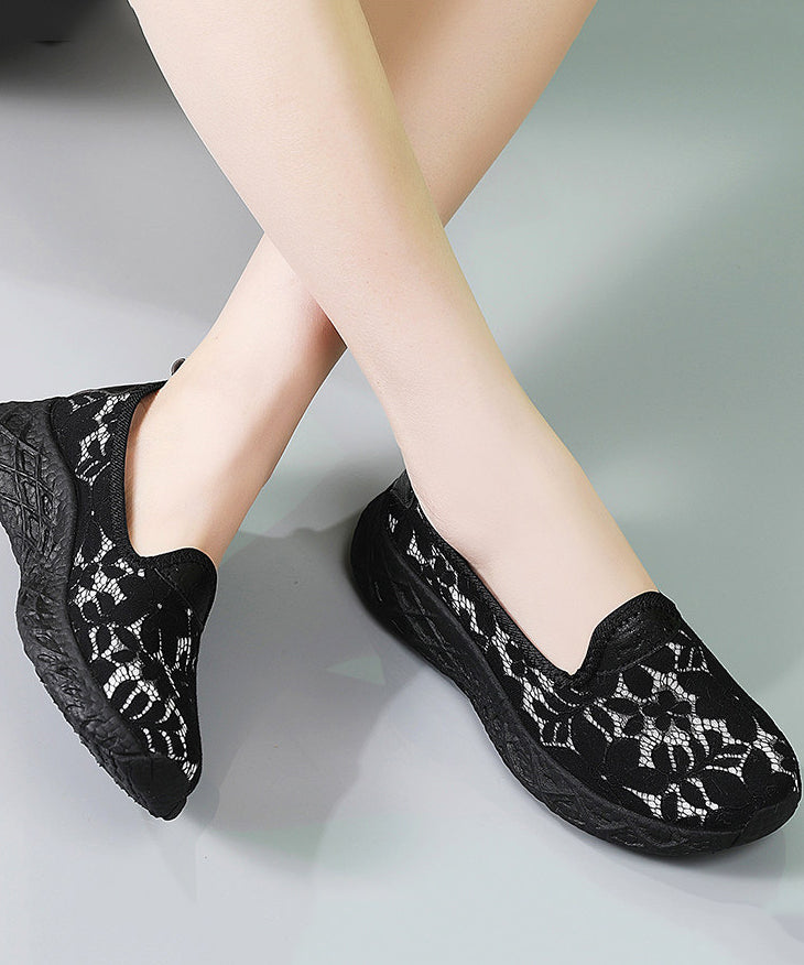 Classy Cotton Fabric Flats Black Flat Shoes For Women