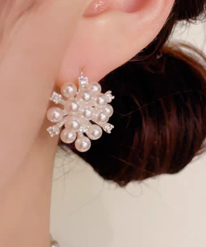 Classy Gold Copper Overgild Zircon PearlHoop Earrings