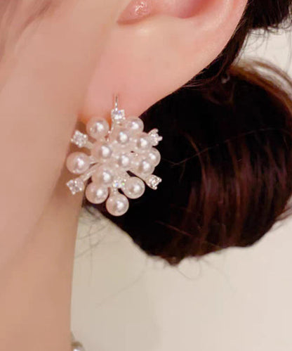 Classy Gold Copper Overgild Zircon PearlHoop Earrings