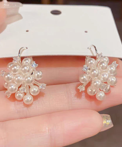 Classy Gold Copper Overgild Zircon PearlHoop Earrings
