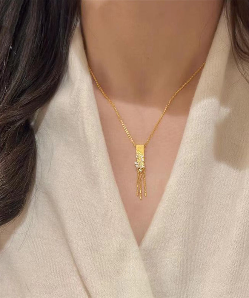 Classy Gold Sterling Silver Overgild Ear Of Wheat Fallen Leaves Tassel Drop Earrings