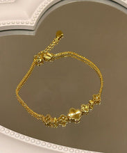 Load image into Gallery viewer, Classy Gold Sterling Silver Overgild Four Leaf Clover Charm Bracelet