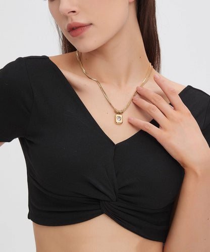 Classy Golden High Quality Zircon Tungsten Steel Lariat Necklace