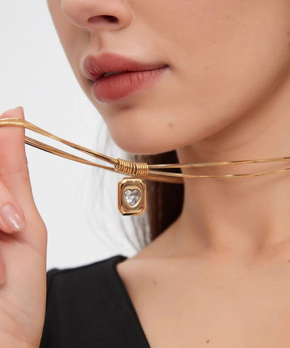 Classy Golden High Quality Zircon Tungsten Steel Lariat Necklace