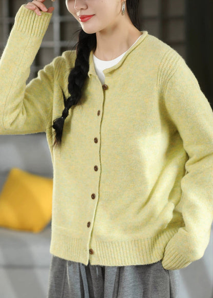 Classy Grey O-Neck Button Patchwork Knit Cardigans Fall