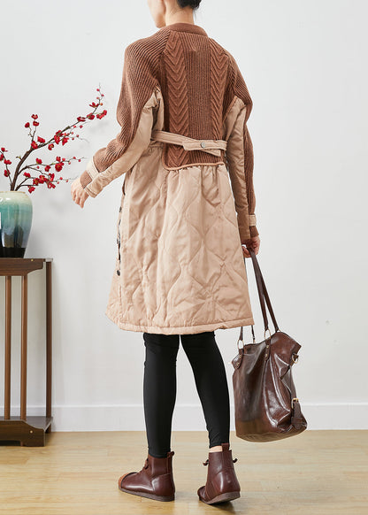 Classy Khaki Oversized Patchwork Fine Cotton Filled Puffer Jacket Winter