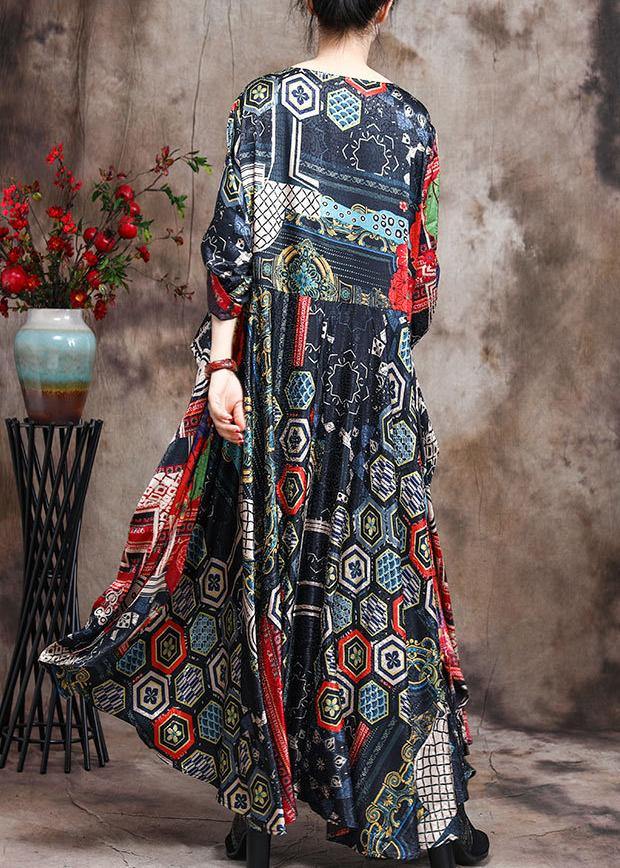 Luxy Asymmetric Silk Dress Print Art Dress - SooLinen