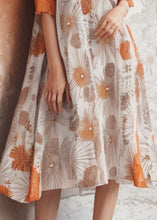 Load image into Gallery viewer, Classy Orange U Neck Print Plus Size Silk Dress Summer