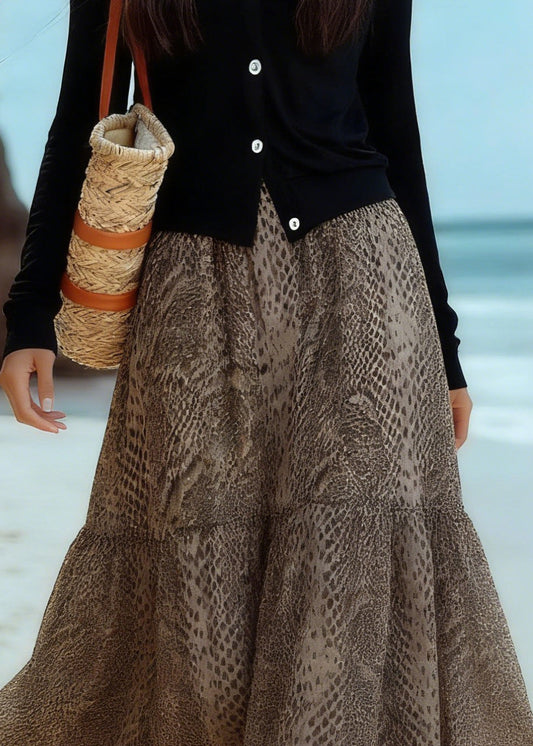 Classy Print Patchwork Draping A Line Skirts