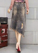 Load image into Gallery viewer, Classy Print Sashes Asymmetrical Denim Skirts