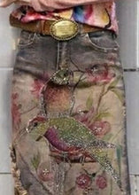 Load image into Gallery viewer, Classy Print Sashes Asymmetrical Denim Skirts