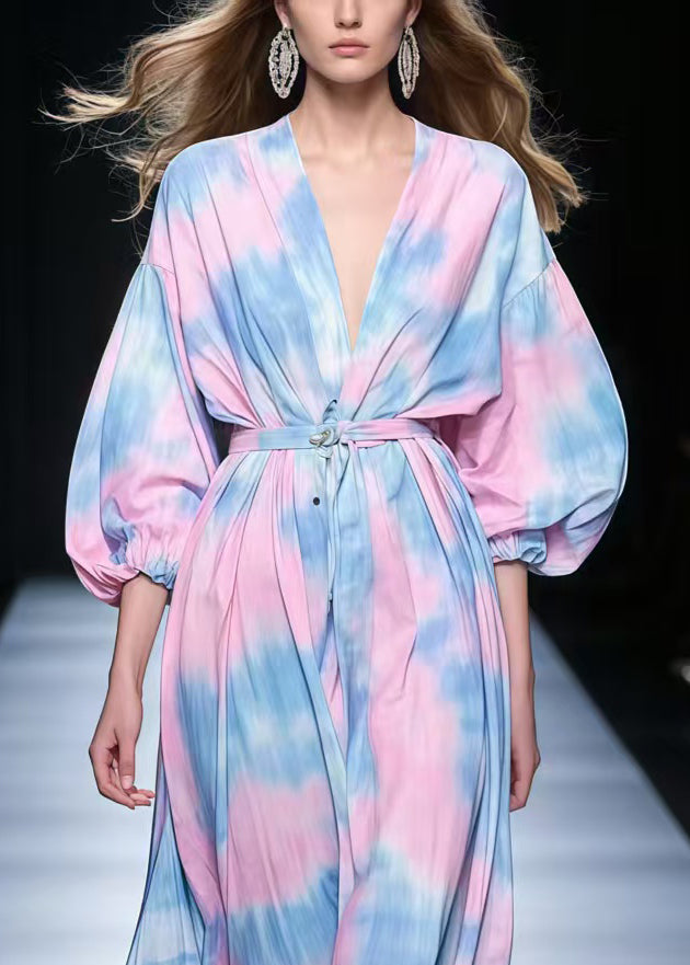 Classy Rainbow Tie Dye Chiffon Tunic Dresses Spring