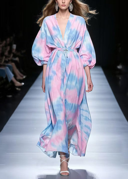 Classy Rainbow Tie Dye Chiffon Tunic Dresses Spring