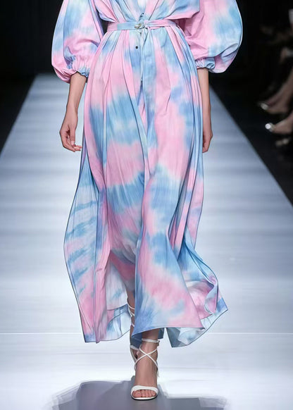 Classy Rainbow Tie Dye Chiffon Tunic Dresses Spring