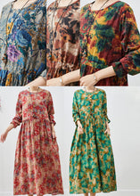 Load image into Gallery viewer, Classy Red Cinched Print Cotton Holiday Dress Spring