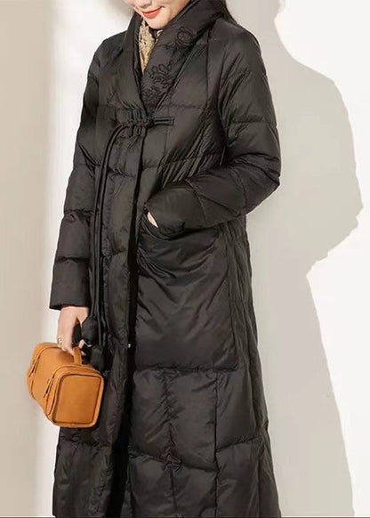 Classy Red Tasseled Pockets Duck Down Puffer Parkaer Winter