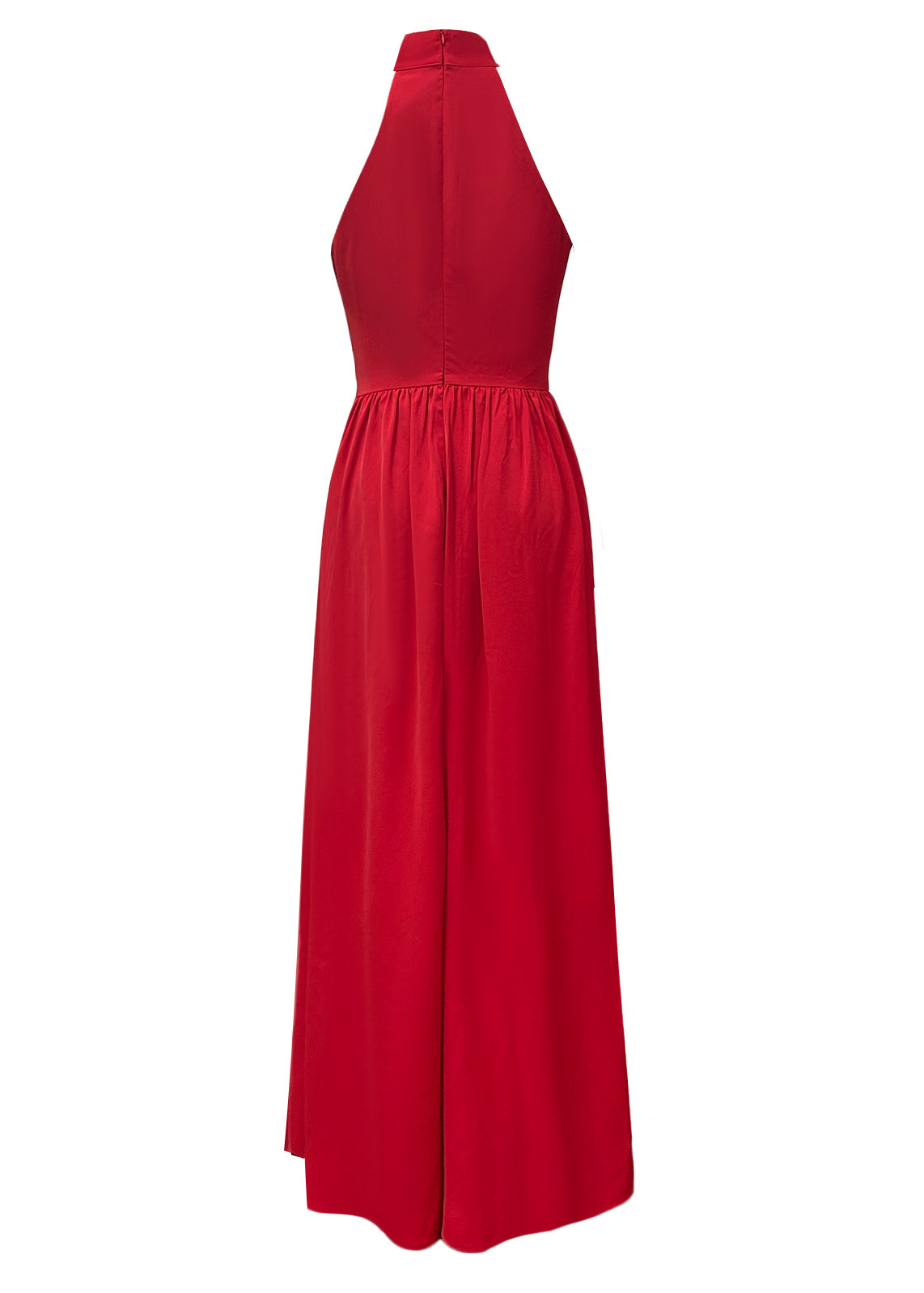Classy Red Wrinkled Patchwork Cotton Maxi Dresses Sleeveless