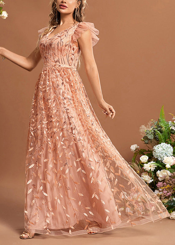 Classy Ruffled Patchwork High Waist Tulle Maxi Dresses Summer