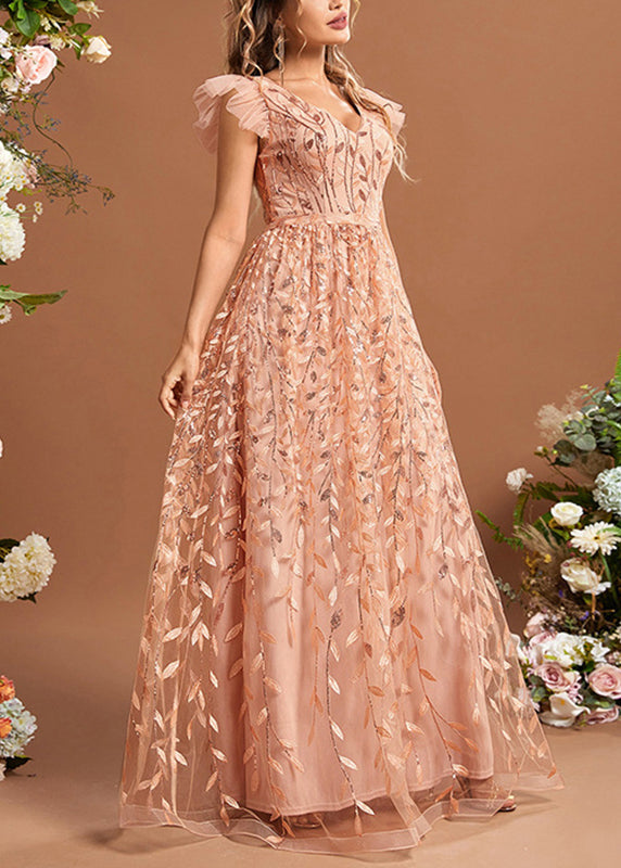 Classy Ruffled Patchwork High Waist Tulle Maxi Dresses Summer