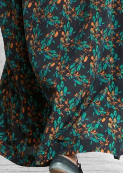 Classy Spaghetti Strap patchwork dress Fashion Ideas blackish green print Dress - SooLinen