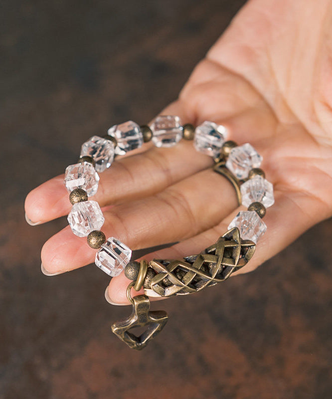 Classy White Alloy Crystal Unisex Charm Bracelet