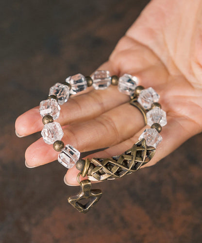 Classy White Alloy Crystal Unisex Charm Bracelet