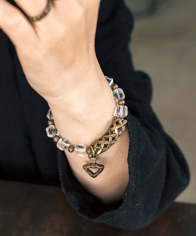 Classy White Alloy Crystal Unisex Charm Bracelet