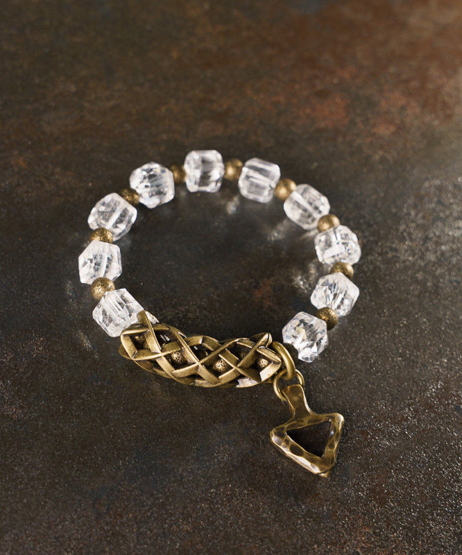 Classy White Alloy Crystal Unisex Charm Bracelet