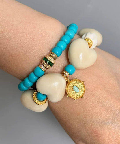 Classy White Copper Alloy Love Cloisonne Charm Bracelet