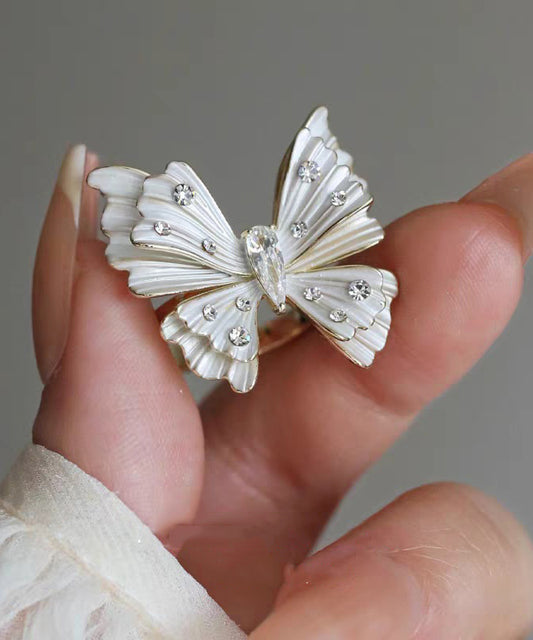 Classy White Copper Zircon Butterfly Brooches