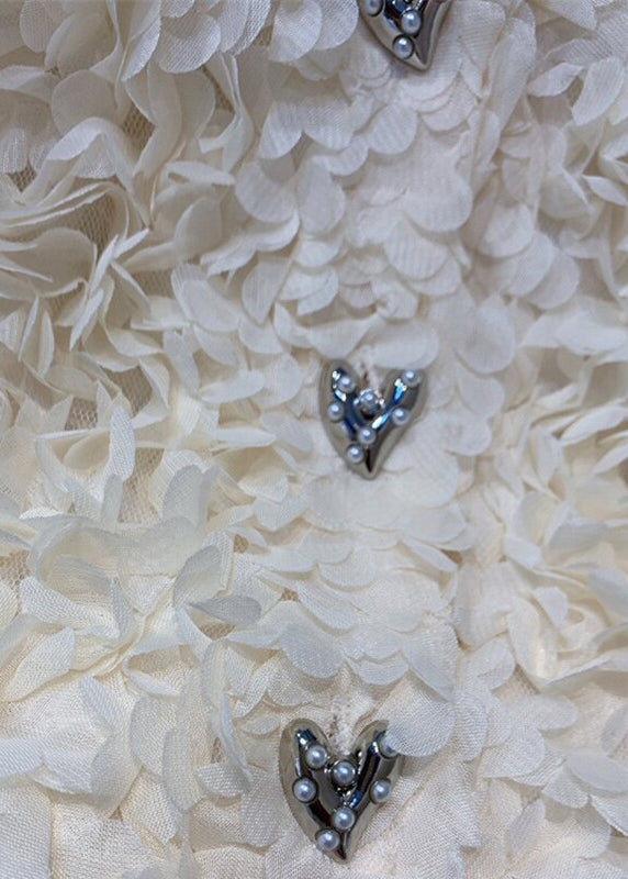 Classy White Square Collar Stereoscopic Floral Chiffon Shirt Top Summer