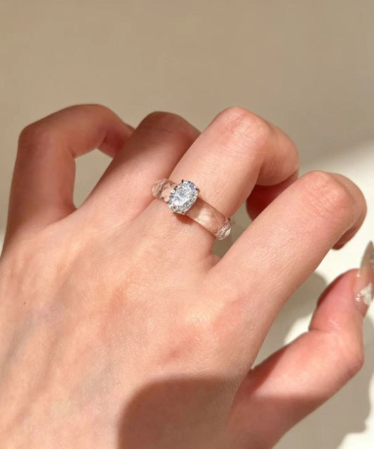 Classy White Square Zircon Imitation Crystal Rings
