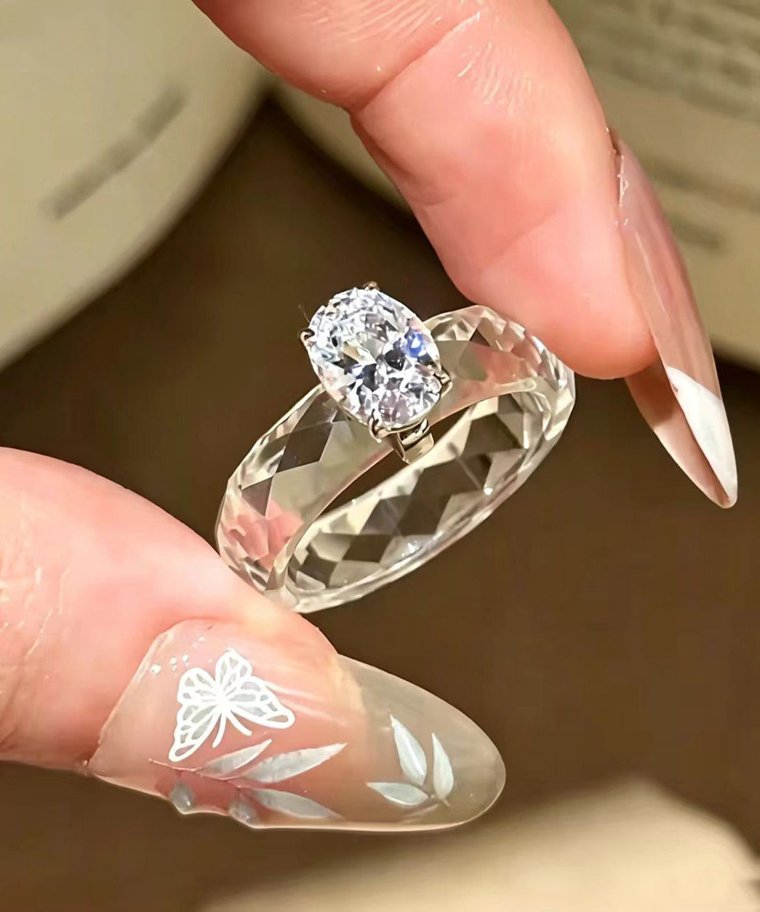 Classy White Square Zircon Imitation Crystal Rings