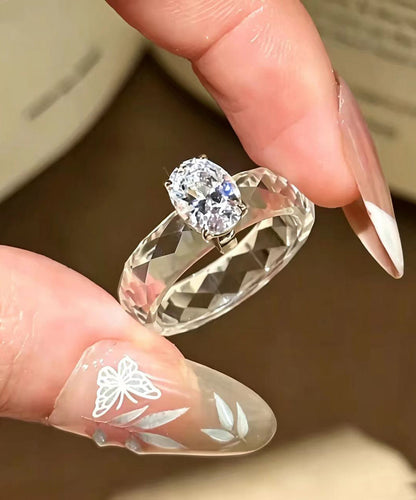 Classy White Square Zircon Imitation Crystal Rings