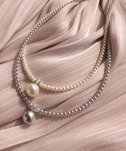 Classy White Sterling Silver Pearl Pendant Necklace