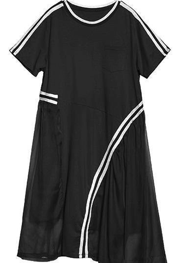 Classy black Cotton clothes o neck Dresses summer Dresses - SooLinen