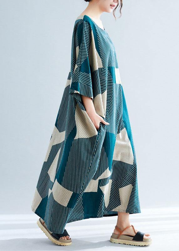 Classy green asymmetric linen dresses o neck Maxi summer Dress - SooLinen