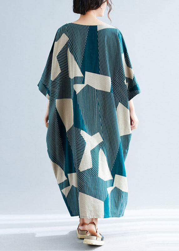 Classy green asymmetric linen dresses o neck Maxi summer Dress - SooLinen