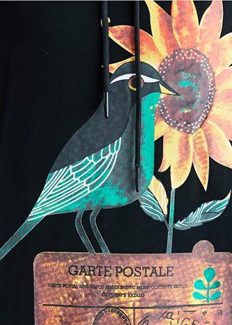 Classy hooded Cotton dresses Fabrics black Dresses summer - SooLinen