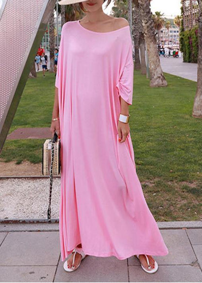 Classy o neck Batwing Sleeve cotton dresses black cotton robes Dresses - SooLinen